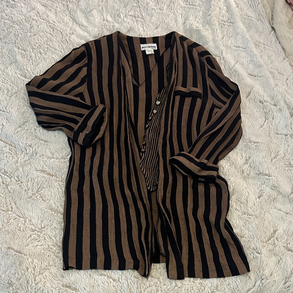 Perceptions Black and Brown Striped Blazer